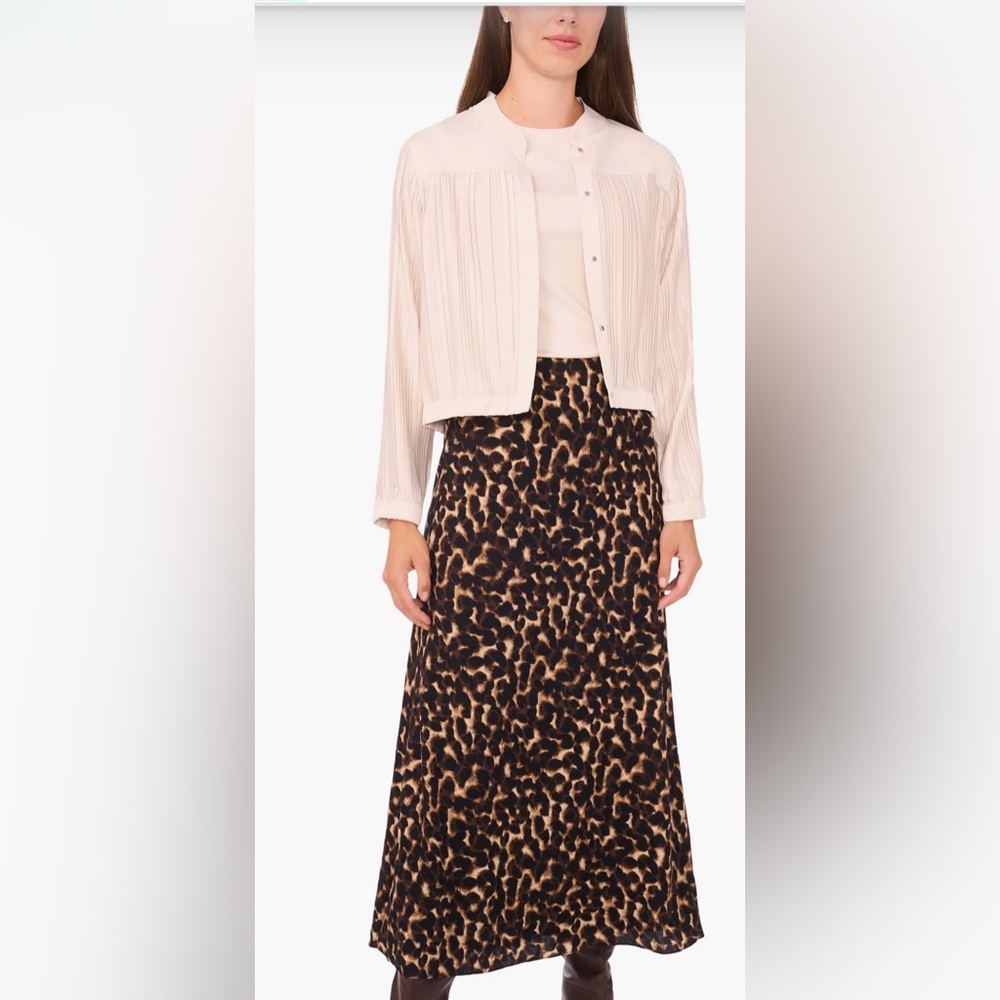 Leopard Print Brushed Pull-On Maxi Skirt XL